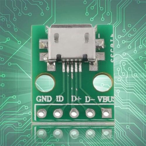 Micro USB to DIP Adapter Connector Module Board Panel Female 5-Pin Pinboard 2.54mm Micro USB PCB