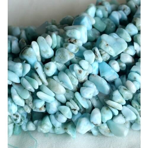 Natural Genuine Blue Larimar Nugget Chip Loose Beads Free Form 3-8mm Fit Jewelry Necklace Bracelets 15" 04143
