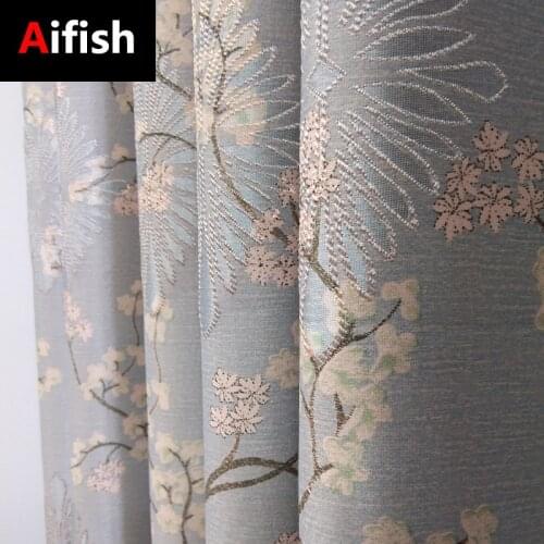 High-Precision Jacquard Base Fabric Blackout Curtains Pastoral Fresh Living Room Bedroom Light Luxury Embroidery Curtains TM119