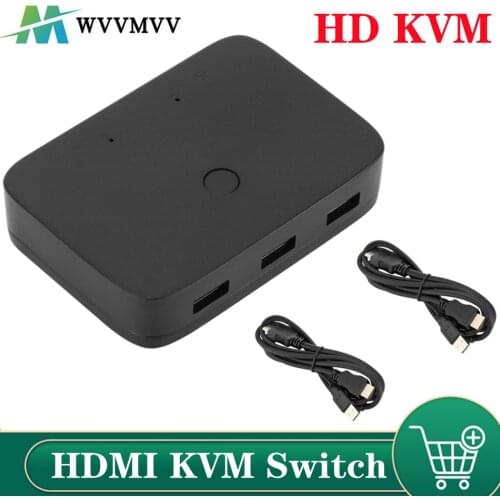 WVVMVV HDMI KVM Switch 2 in 1 Out 4K@30Hz with USB2.0 Hub for PC Monitor Projector Keyboard Mouse Drop Shipping