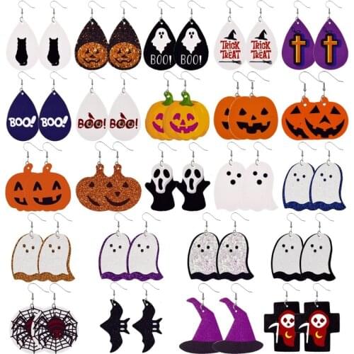 European and American Halloween Funny Ghost Spider Earrings Personality Creative Pumpkin Skin Earrings Holiday Gift Wholesale
