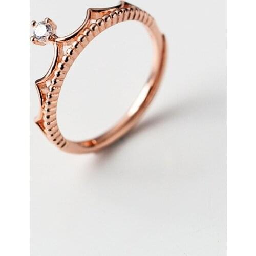 2019 HF JEL Fashion Adjustable Crown Rhinestone Rings S925 Sterling Silver Rings for Women Engagement Anniversary Wedding Bands