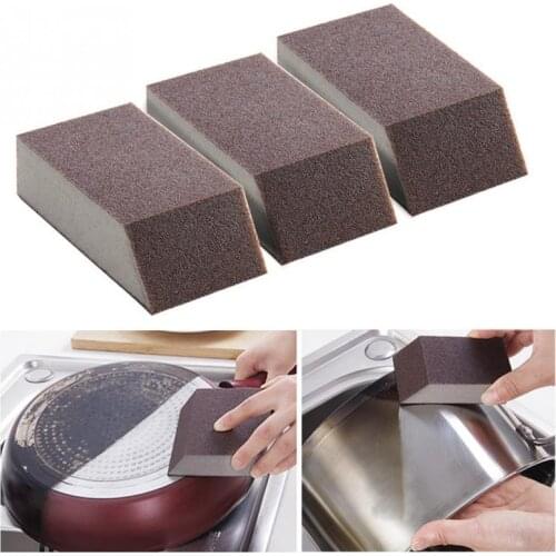 1/3pcs Kitchen Mini Cleaning Brush Dirt Clean Alumina Emery Eco-friendly Sponge Pot Window Glass Tools