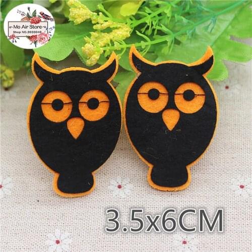 5.8x6CM 10pcs Non-woven patches Halloween owl two-double Felt Appliques for clothes Sewing Supplies diy craft ornament