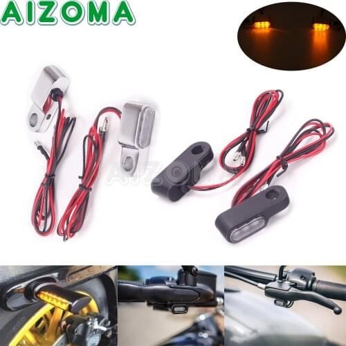 2pcs Mini LED Motorcycle Turn Signals Indicators Blinker Light Amber For Harley Touring Softail Slim Electra Road Street Glide