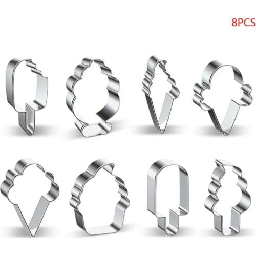 8 Style Cookie Cutter Mold Ice Cream Shape Biscuit Mould DIY Fondant Pastry Tool X4YD