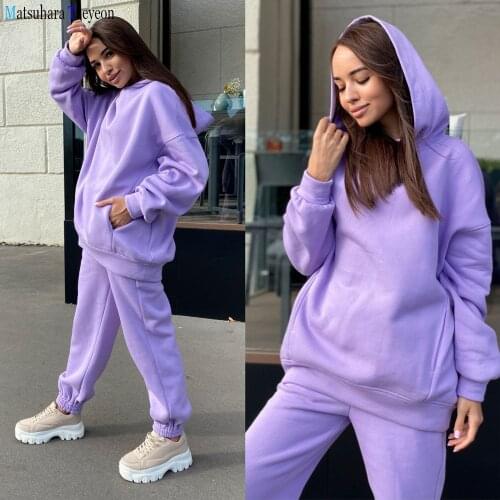2021 Casual Leg Pants Pockets Hooded Set Pants Suit Women Tracksuits Harajuku Sweatshirts Elastic Waist Pencil Pants High Waist