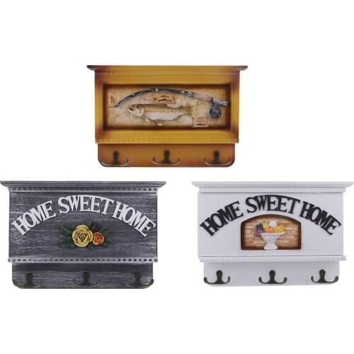 Wooden Key Holder Box 7 Hooks Wall Mounted & Tabletop Key Guard Storage Organizer Handmade Hallway Entryway Home Decor