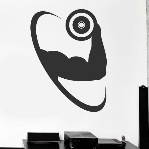 Home Gym Fitness Wall Decal Sports Gym Window Decals Dumbbell Logo Bodybuilding Vinyl Stickers Home Bedroom Decor M110