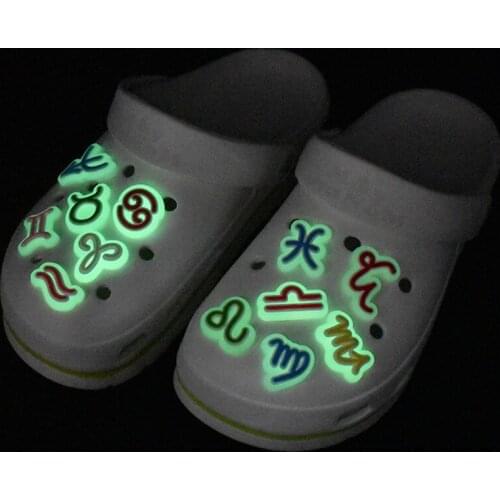 Twelve Constellation Luminous PVC Shoes Charm Cute Scorpio Leo Virgo Shoe Buckle Decoration