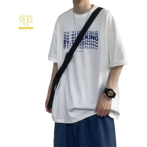 TAVARES Men Short Sleeve Trendy Hip Hop Summer Round neck Casual Cotton T-shirt Breathable Loose Clothes
