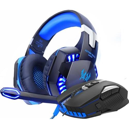 Gaming Headset and Mouse Headphones with microphone Stereo Earphone Mice Wired USB Optical for PC