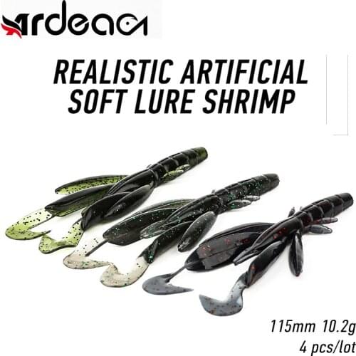 ARDEA 4Pcs Artificial lobster 115mm10.2g Shrimp Lures Silicone Bait Soft Plastic Jigging Wobblers Bass Pesca Fishing Tool