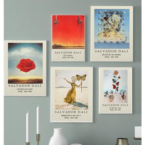Salvador Dali Surrealism Canvas Paintings Famous Cubism Wall Art Posters and Print Butterfly Pictures for Living Room Home Decor