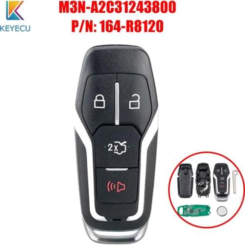 Keyecu M3N-A2C31243800 4 Button Smart Remote Prox Key Keyless Fob 315Mhz Transmitter ID49 For Ford Fusion Edge Explorer Mustang