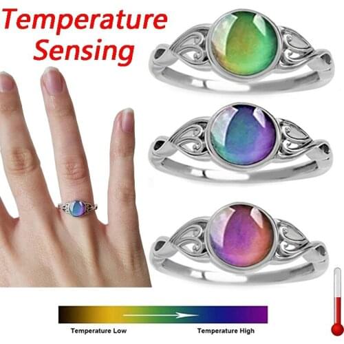 Creative Change Mood Ring Round Emotion Feeling Changeable Ring Temperature Control Gems Color Changing Rings for Women Female