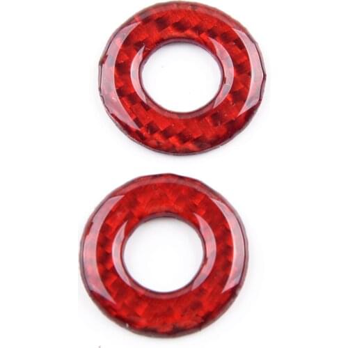 2Pcs Carbon Fiber Red Car Front Door Lock Pin Cover Trim Decor Fit for Dodge Challenger 2008 2009 2010 2011 2012 2013 2014