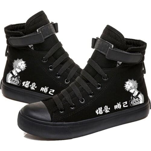 Anime My Hero Academia Printed High Top Canvas Shoes Anime Bakugou Shoto Todoroki Cosplay Cozy Sneakers