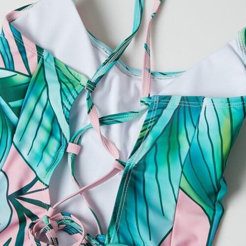 Parent-child Swimsuit for Girl Women One-piece Swimwear Tropical Printed Design Beach Wear Swimming Trunks for Men Boy SAL99