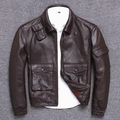 Head Layer Thick And Soft Cowhide Clothing Male Fund Genuine Jacket Lapel Short Leather Loose Vintage
