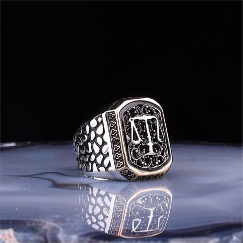 Justice Scale Motif 925 Sterling 925 K Silver Men 'S Ring