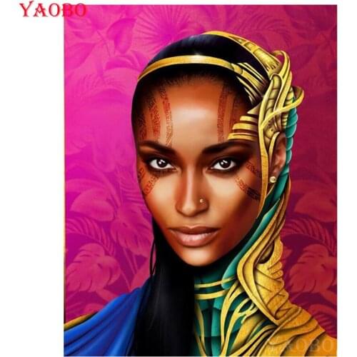 DIY 5D Full Square round Diamond Painting African woman Diamond Embroidery Rhinestones Pack Mosaic Kits Home Decor Gift