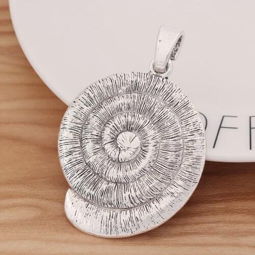 3 Pieces Large Swirl Spiral Charms Snail Vortex Pendants For Necklace Jewellery Making Findings 71x48mm