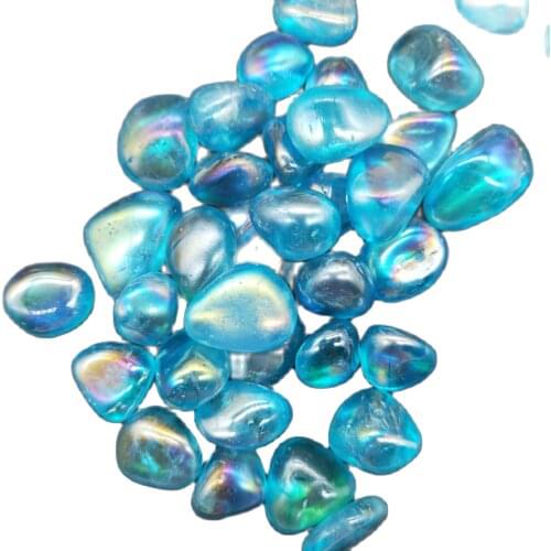 Natural Quartz Electroplating Blue Gravel Crystal Colorful Angel Aura Breakstone Minerals Healing Energy Decoration wholesa