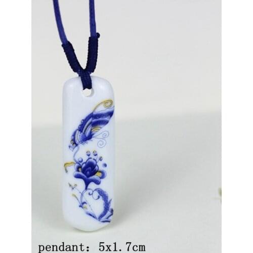 Simple Retro Female Ceramic Pendant Necklaces Jewelry For Women Handmade Rope Ethnic Choker Chain