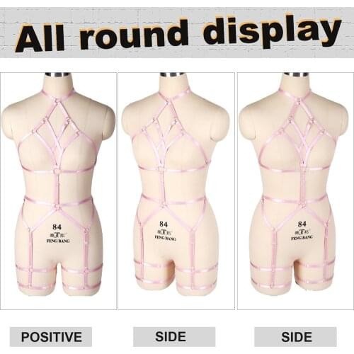 Sexy Women Hollow Bra Body Harness Erotic Lingerie Set Bondage Female Holographic Strap Tops Waist Suspender Size Gothic Clothes