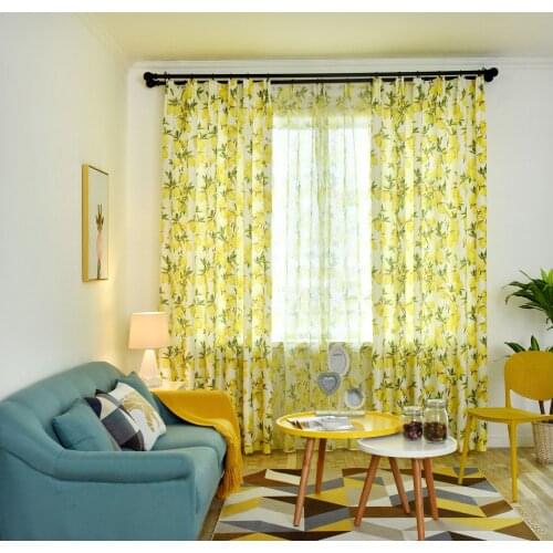 Nordic Lemon Printed Curtains for Living Room Living Room Kids Room Yellow Window Treatments Blinds Drapes Panel Curtains Custom