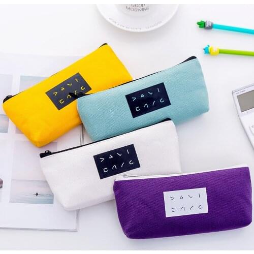 Brand New summer new simple text inverted trapezoid pencil case fashion creative canvas pencil case stationery case