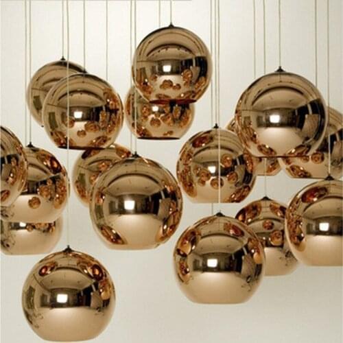 Modern LED Chandelier Pendant Handing Ceiling Lamp Light Glass Ball Copper/Sliver/Gold Shade Mirror E27 Bar Kitchen
