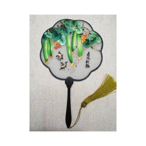 Unique Chinese Decorative Fans Women Wedding Gift Fan Vintage High End Handmade Double Embroidered Natural Silk Hand Fan