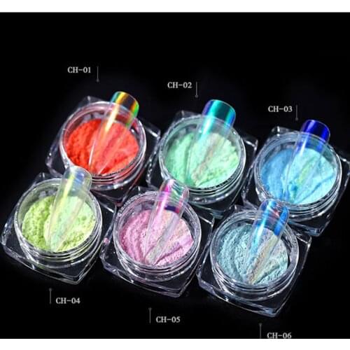 0.2g/box Ice mermaid Symphony Mirror Nail Glitter Powder Beautiful Rainbow Powder Neon Dust Nail Art Decorations