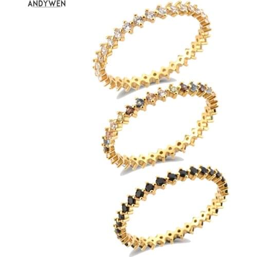 ANDYWEN 925 Sterling Silver Gold Sage Rainbow Zircon Rings Women Luxury Fine Fashion Jewelry Crystal High Quality Jewels