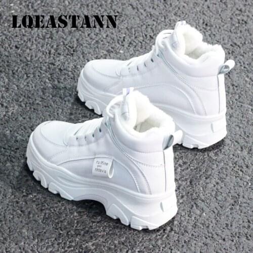 2020 Winter Ladies Sneakers Plus Velvet Thick Casual Shoes Plush Womens Boots Korean Version Of All-Match Student White Shoes