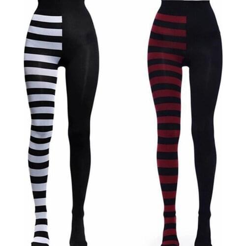 Lady tide rainbow splicing stripe spring and autumn passes the knee lovely street pantyhose