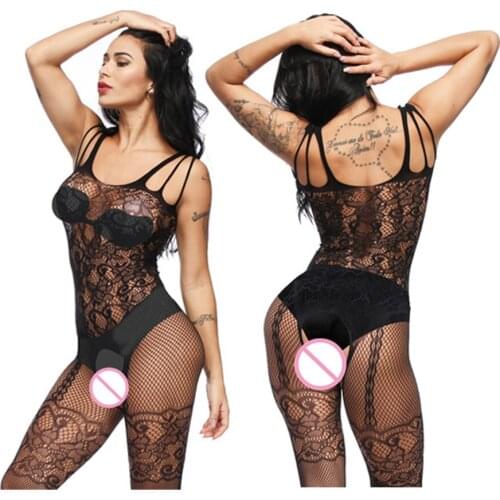 Plus Size Sexy Erotic Lingerie Intimates Bodystockings Hollow Open Crotch Stocking Fishnet Mesh Erotic Bodysuit Porn Underwear