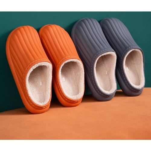 Winter Fashion Warm Plush Slippers Waterproof Slippers Woman Man Indoor Slippers Lovers Home Slipper Thick Sole Femael Shoes YK