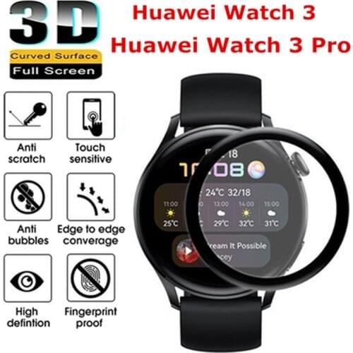 1/2PCS 3D Curved Tempered Glass For Huawei watch 3 Full Cover Screen Protector Film for huawei watch3/3pro Protective Glass