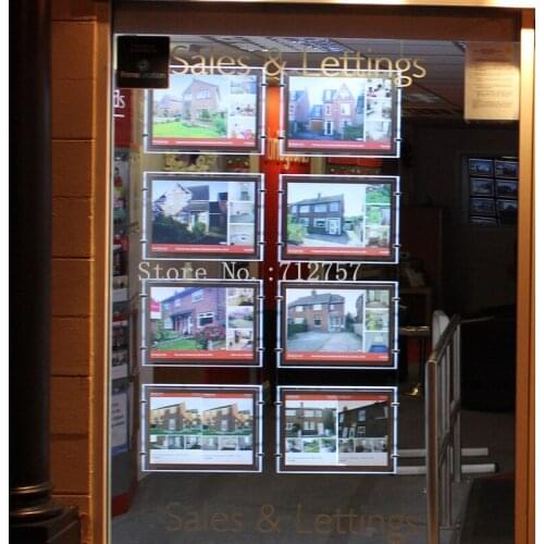 10PCS Magentic Front Panel Two Sides A4 Landscape Cable wire Hanging Acrylic Led Poster Frame Display for Property Agent Window