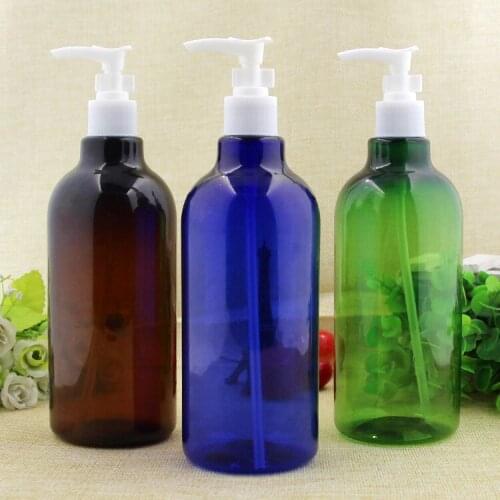 2/10pcs 500ml Lotion Emulsion Shower Gel Shampoo Press Pump PET Bottles with stopper DIY Transparent colorful package container