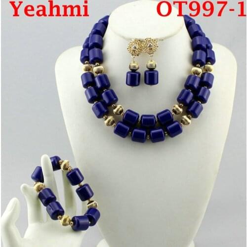 2018 African Jewelry Set Fashion Accessories Glass Beads Crystal Necklaces Matching Drop Earrings Jewelry Sets Women Wedding