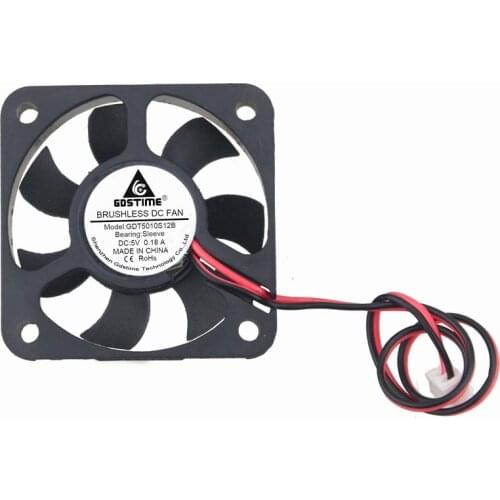 5 Pcs Gdstime DC 5V 2Pin 2.5 Industrial Axial Cooler Cooling Fan 50x50x10mm 50mm x 10mm 5 Volt 5010 7 Blades