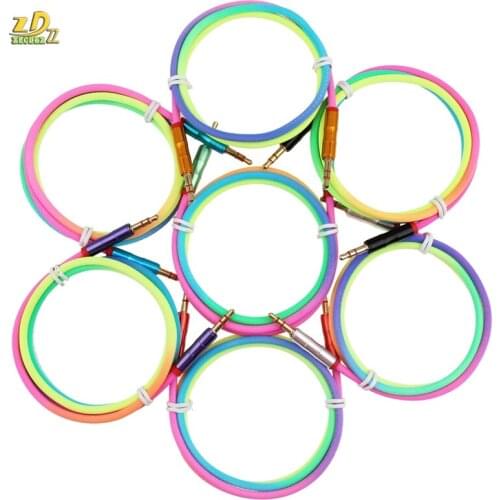 500pcs Aux Cable Speaker Wire 3.5mm Jack Rainbow Bamboo Copper Shell Audio Cable for Car Headphone Adapter Cord Samsung S10 Plus