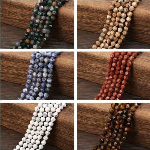 6 Color Faceted Bead Fit Diy Necklace Bracelet 8mm Natural Stone Crystals Beads for Jewelry Making 15" Strand