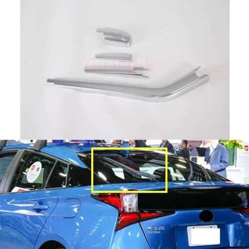Car ABS Chrome Rear Glass Wiper Nozzle Cover Frame Trim Tail Window Trim 4pcs For Toyota Prius 2019 2020 2021