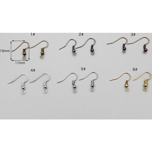 Free Shipping 5 Colors 200pcs/lot Fashion Iron Ear Hook Clasp With Bead Charms Earring Wires Fit Jewelry DIY Findings