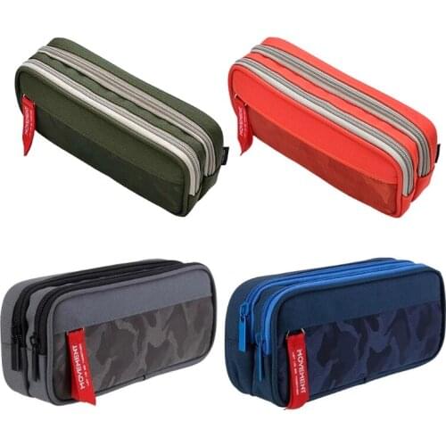 Durable Large Capacity Pencil Case Double Zipper Pen Bag Pouch School Office Supplies Stationery Gift